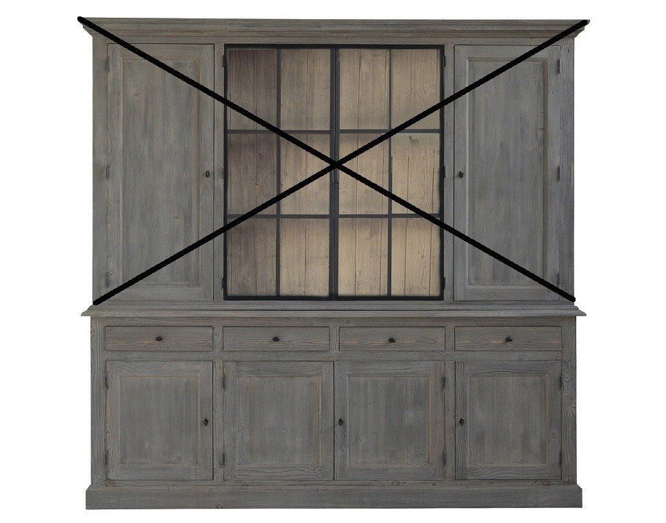 Buffet Luberon, 4 portes D853INF, 232 × 48 × 90 cm, vue officielle 1. Autres meubles et décoration vendus séparément.
