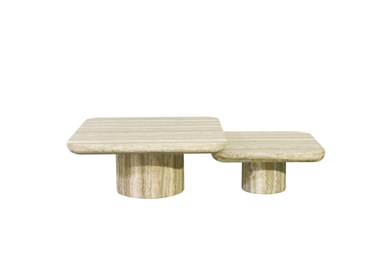 Coffee table Denizly grey faux travertine (Set of 2)