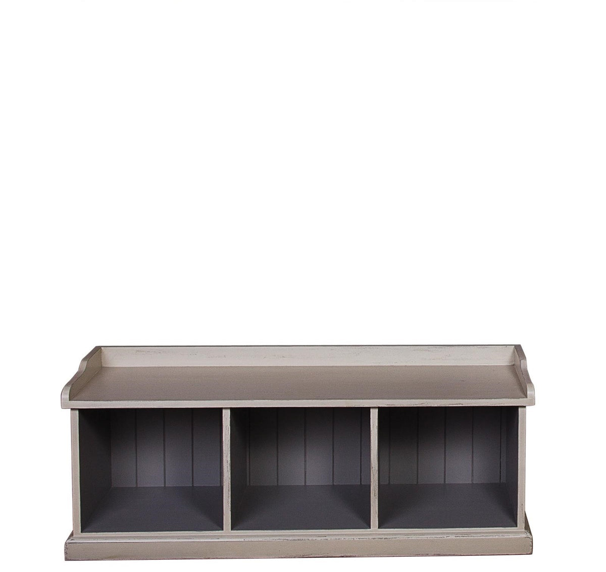 Meuble bas d’entrée à niches D571INF, 127 × 42 × 50 cm, vue officielle 1. Autres meubles et décoration vendus séparément.