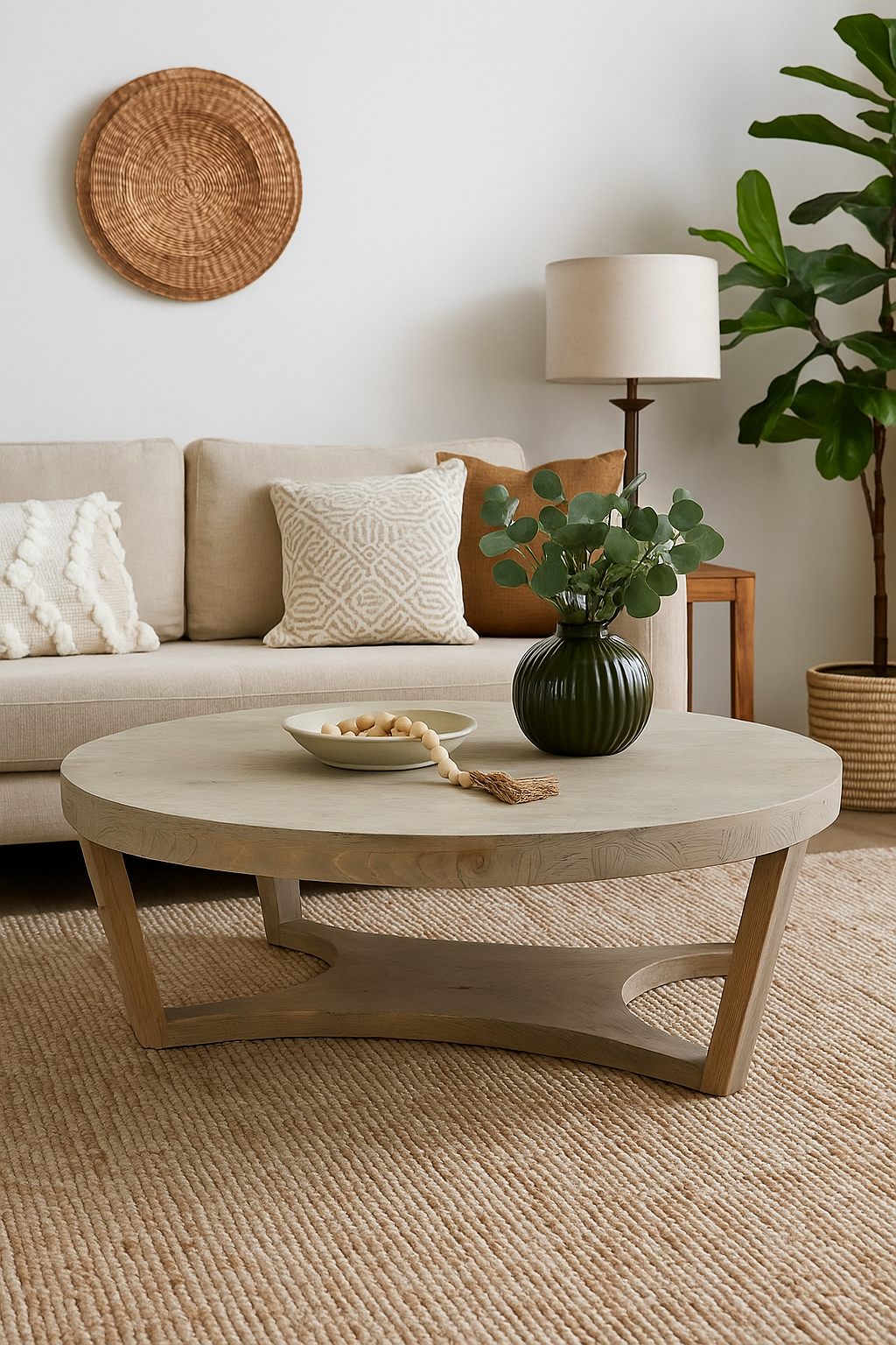 Table basse ronde London D816, 100 × 100 × 40 cm, vue officielle 2. Autres meubles et décoration vendus séparément.