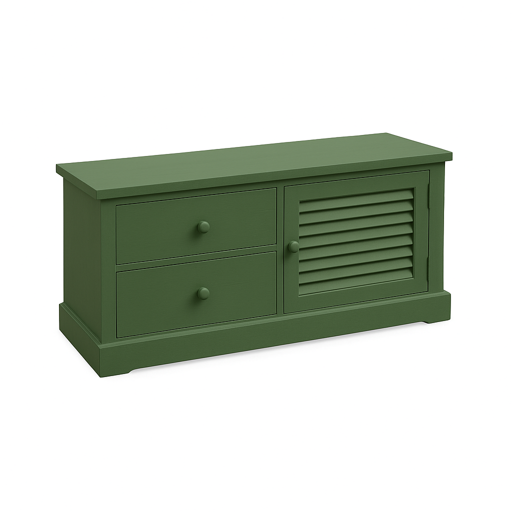 Commode Solange Persienne D493, 120 × 40 × 55 cm, vue officielle 4. Autres meubles et décoration vendus séparément.