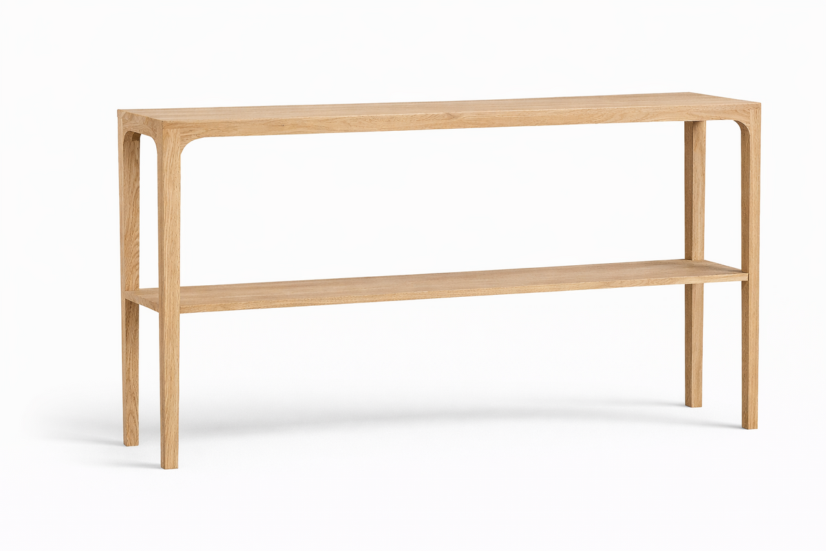 Console Ernest avec étagère D941C, 150 × 35 × 78 cm, vue fabricant 3. Autres meubles et décoration vendus séparément.
