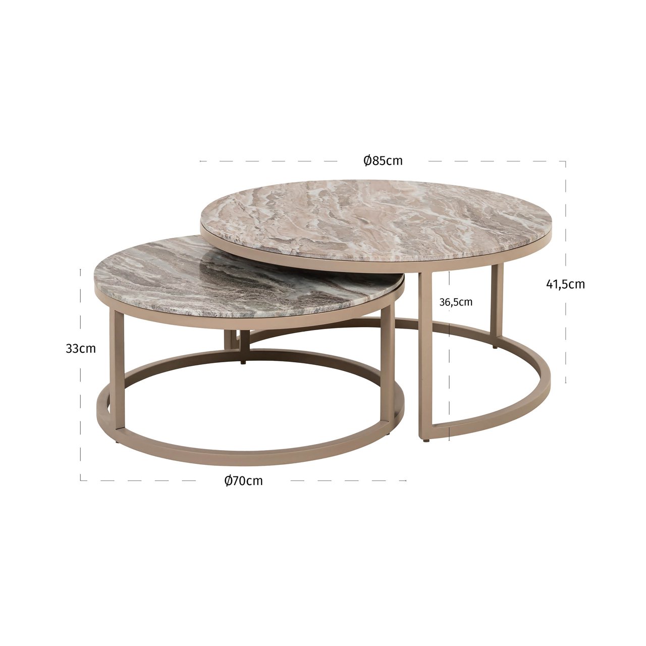 Coffee table Fairfax Blush beige (Set of 2)