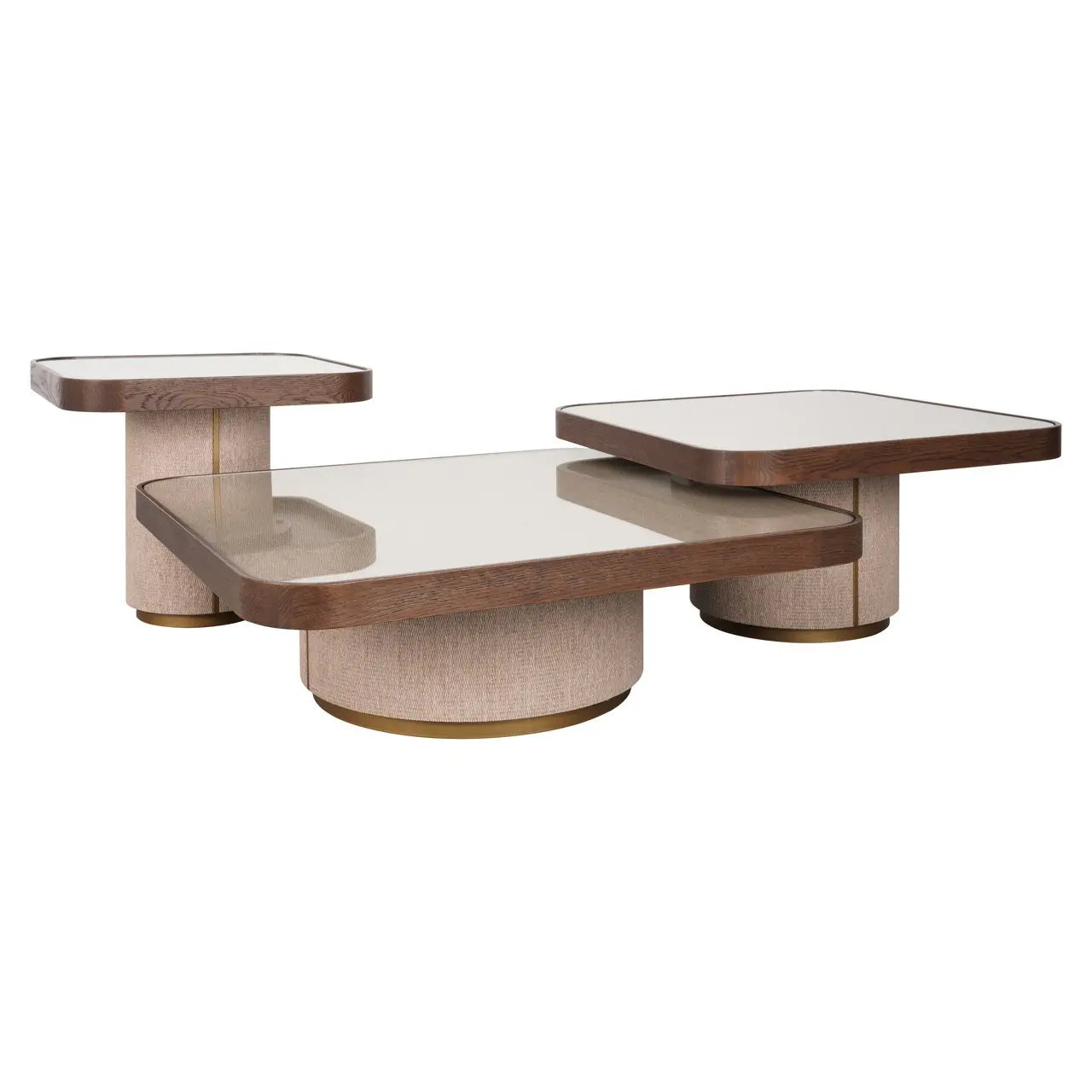Coffee table Willox brown including glass (Set of 2)