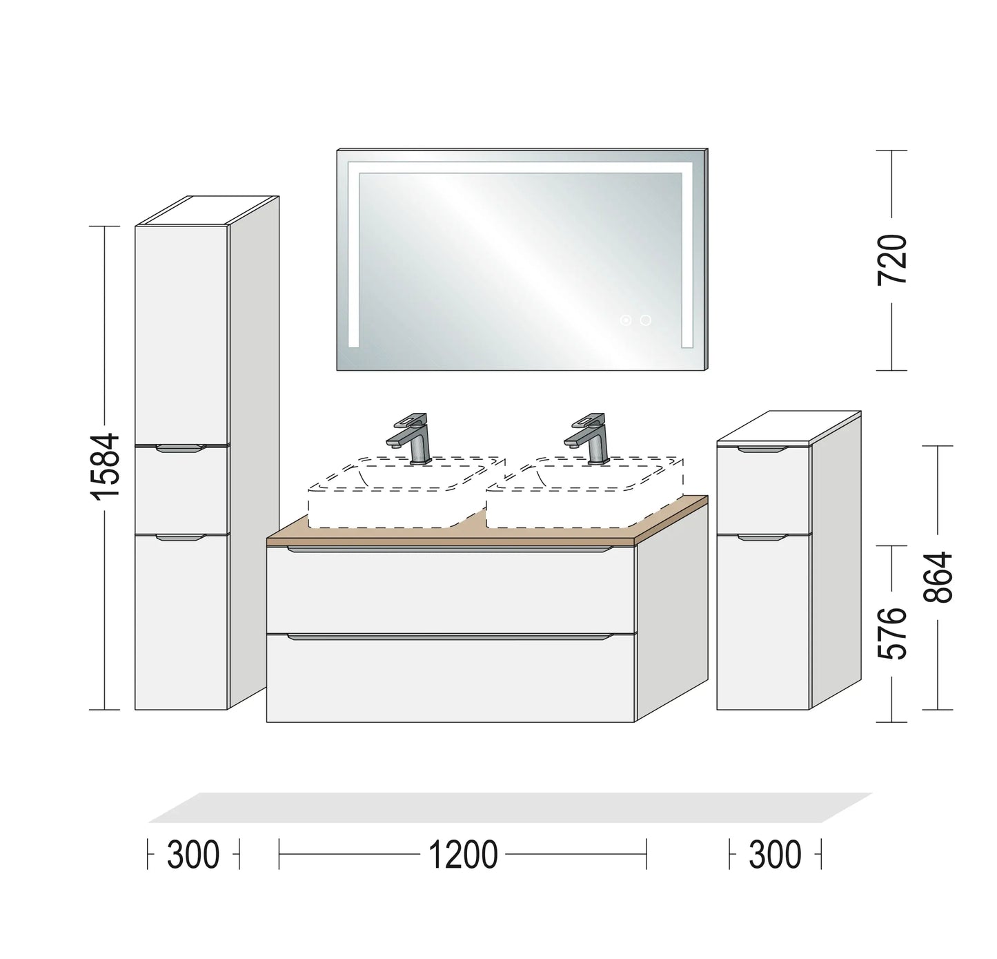 Pack Salle de bain BSET120-016 Hezioss Décoration
