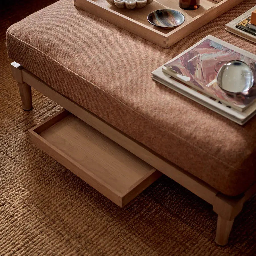 Pouf Ophelia, tissu Harris Tweed Marmelade Ma boutique
