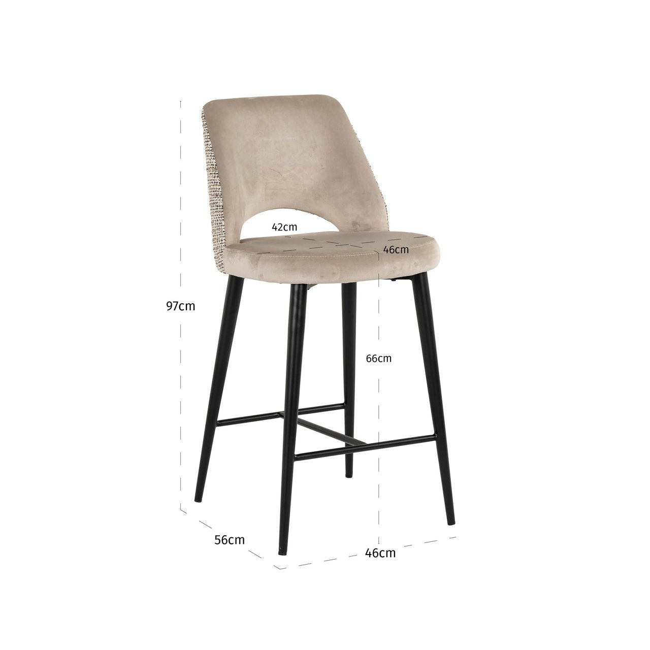 Counter stool Tabitha trendy nature fire retardant