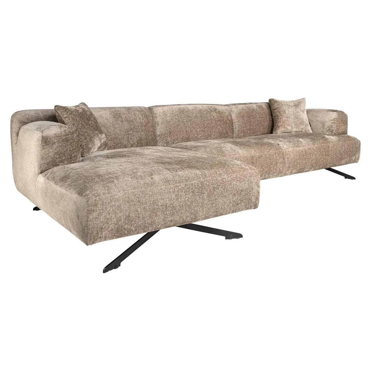 Sofa Donovan taupe chenille 3-seater + lounge left
