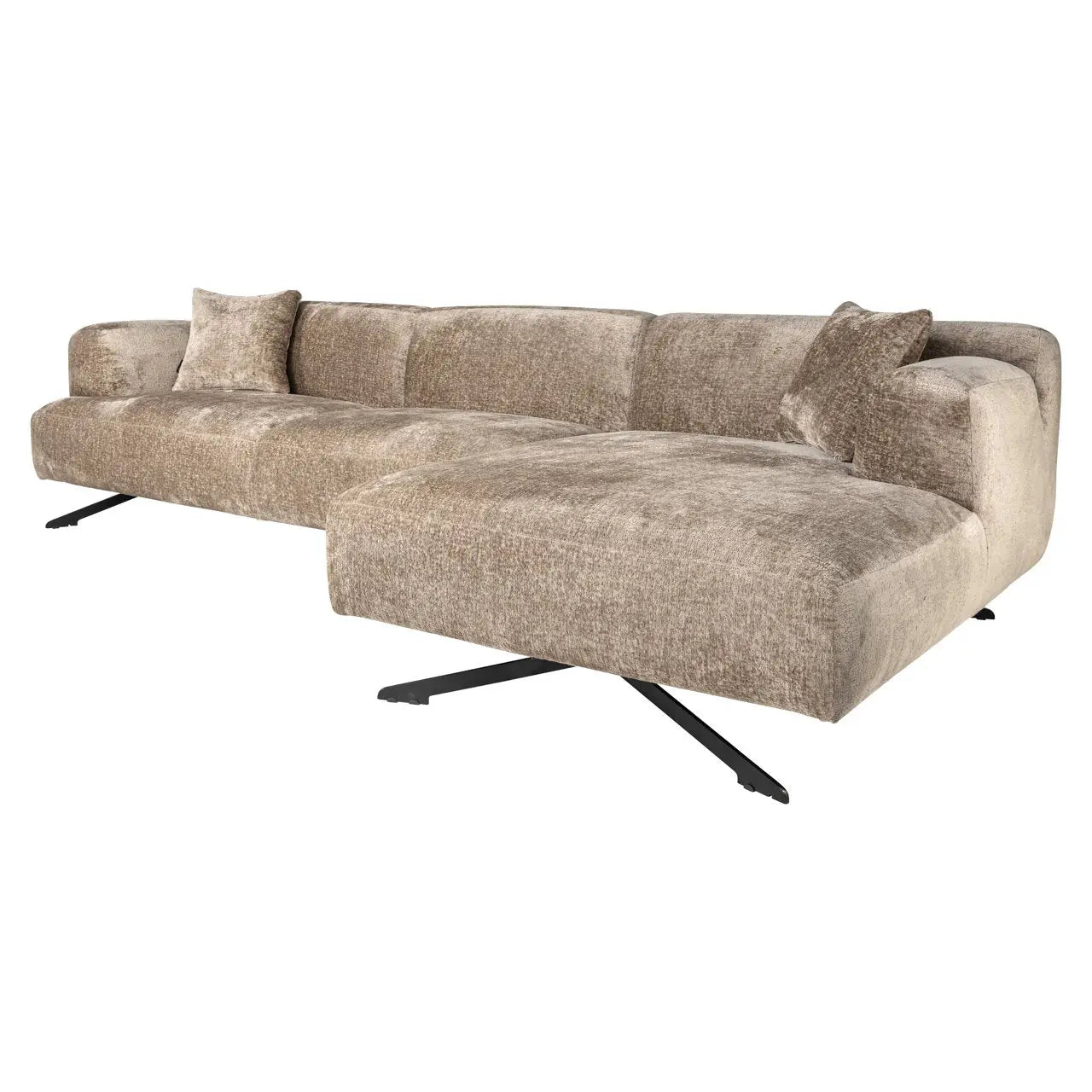 Sofa Donovan taupe chenille 3-seater + lounge right