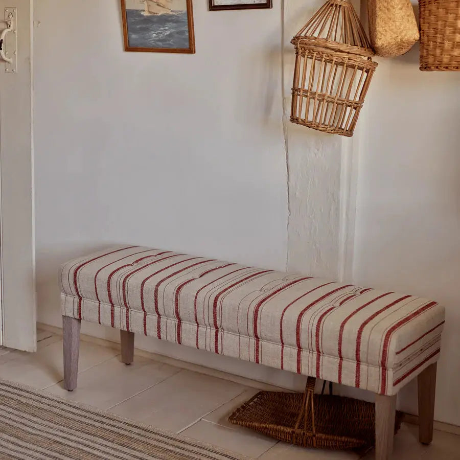 Tabouret Rupert, Rayures Carskiey Rouge Ma boutique