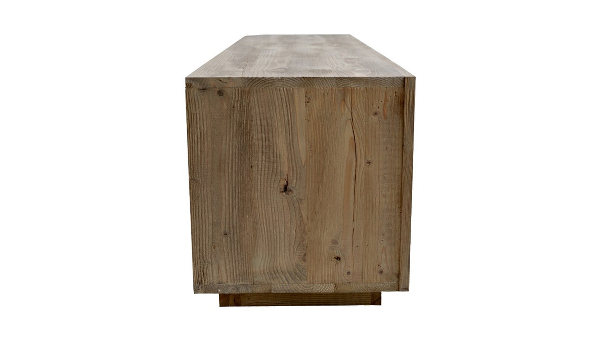 Meuble TV Chicago en pin recyclé D782, 180 × 45 × 50 cm, vue officielle 2. Autres meubles et décoration vendus séparément.