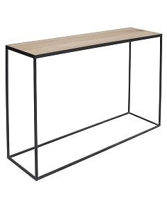 Console New York en chêne D764C, 130 × 35 × 80 cm, vue fabricant 2. Autres meubles et décoration vendus séparément.