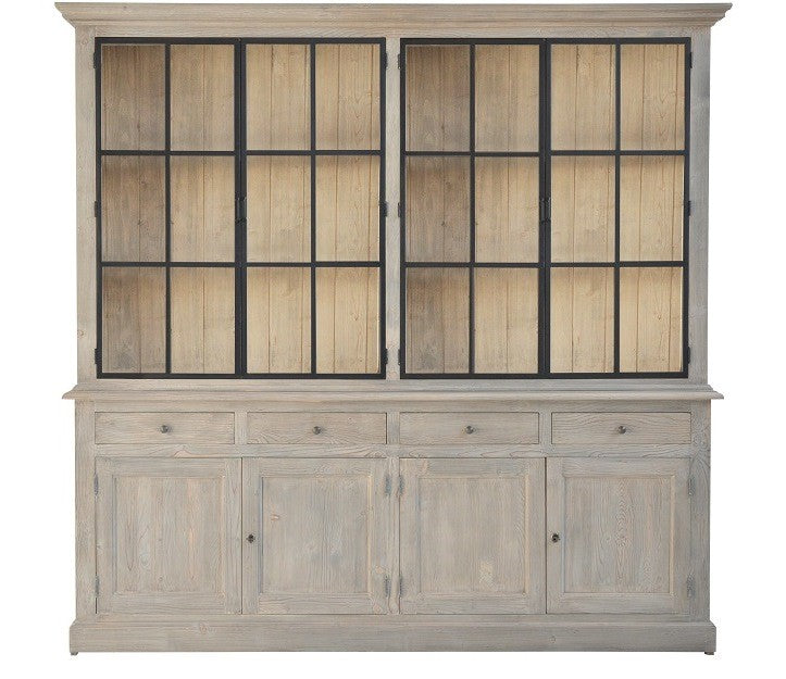 Vitrine Luberon à façades métalliques D592METAL, 237 × 48 × 222 cm, vue officielle 1. Autres meubles et décoration vendus séparément.