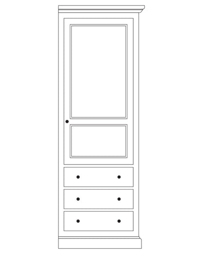 Armoire composable D631D en pin, version droite, vue fabricant 1. Les éventuels autres modules sont vendus séparément.
