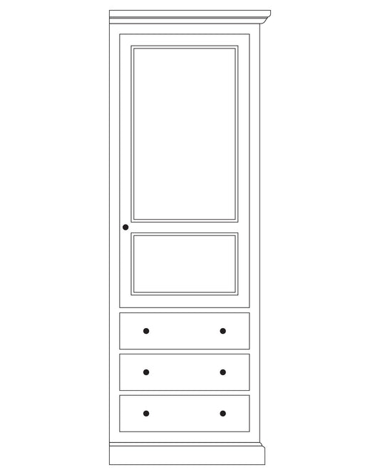 Armoire composable D631D en pin, version droite, vue fabricant 1. Les éventuels autres modules sont vendus séparément.