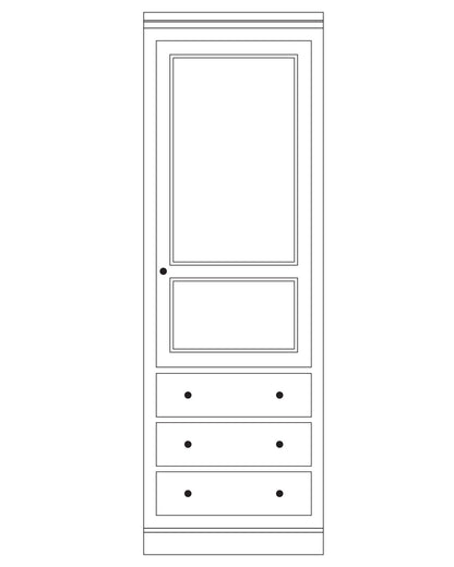 Armoire composable D631M en pin, version centrale, vue fabricant 1. Les éventuels autres modules sont vendus séparément.