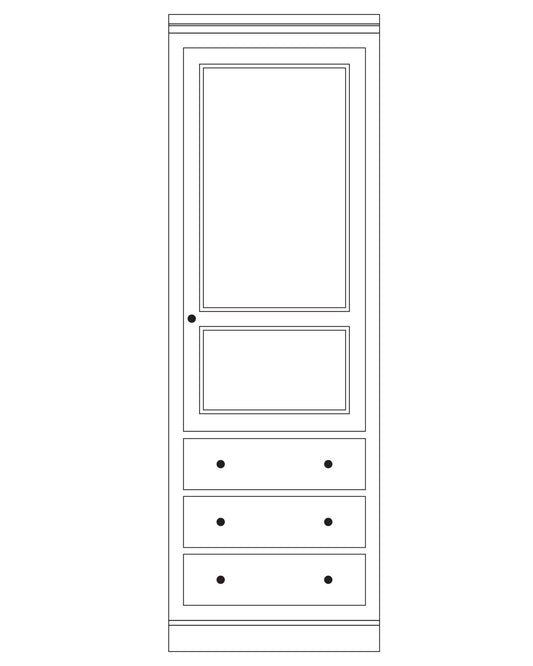 Armoire composable D631M en pin, version centrale, vue fabricant 1. Les éventuels autres modules sont vendus séparément.