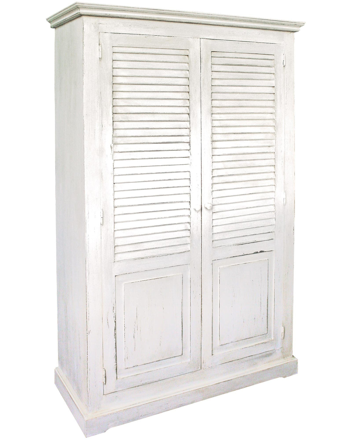 Armoire Solange Persienne, 2 portes D497, 120 × 50 × 190 cm, vue officielle 3. Autres meubles et décoration vendus séparément.