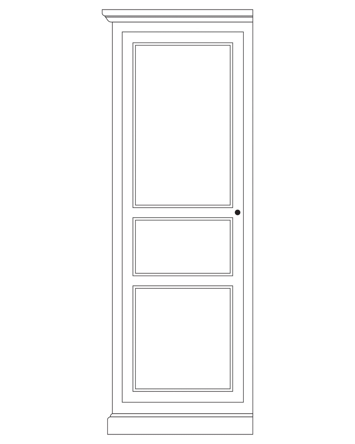 Armoire composable D520G en pin, version gauche, vue fabricant 1. Les éventuels autres modules sont vendus séparément.