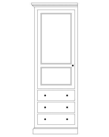 Armoire composable D631G en pin, version gauche, vue fabricant 1. Les éventuels autres modules sont vendus séparément.