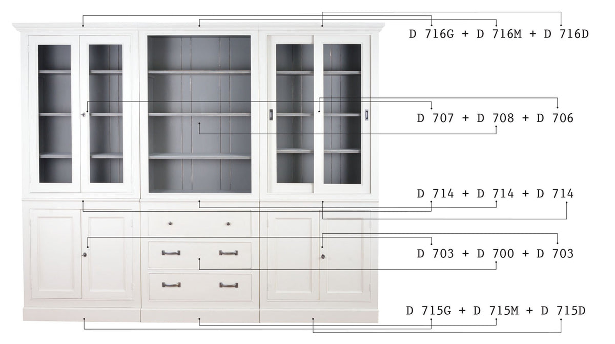 Corniche droite Gabin D716D en pin – Rosiris, vue fabricant 3. Les autres modules éventuellement présentés sont vendus séparément.