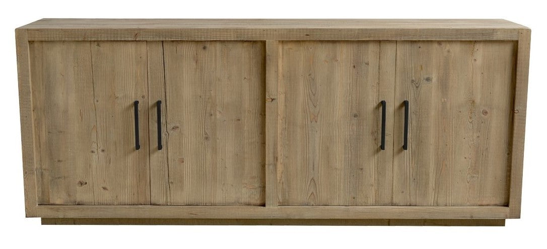Buffet Chicago en pin recyclé, 4 portes D781, 220 × 45 × 90 cm, vue officielle 1. Autres meubles et décoration vendus séparément.