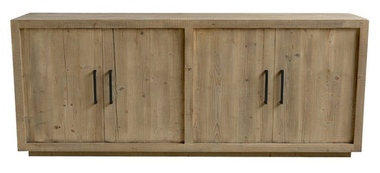 Buffet Chicago en pin recyclé, 4 portes D781, 220 × 45 × 90 cm, vue officielle 1. Autres meubles et décoration vendus séparément.