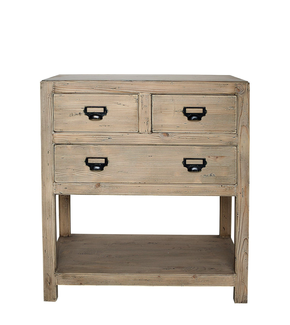 Buffet Portland, 3 tiroirs D772INF, 78 × 45 × 90 cm, vue officielle 1. Autres meubles et décoration vendus séparément.