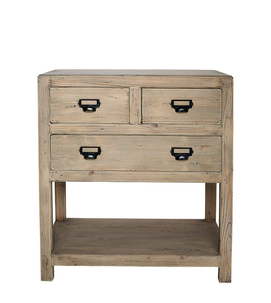 Buffet Portland, 3 tiroirs D772INF, 78 × 45 × 90 cm, vue officielle 1. Autres meubles et décoration vendus séparément.
