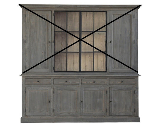 Buffet Luberon, 4 portes D853INF, 232 × 48 × 90 cm, vue officielle 1. Autres meubles et décoration vendus séparément.