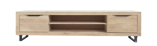 Meuble TV Loft en chêne D857C, 200 × 52 × 56 cm, vue fabricant 1. Autres meubles et décoration vendus séparément.