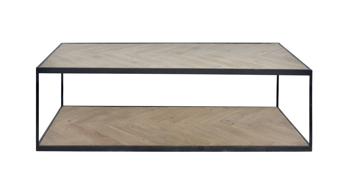 Table basse Versailles en pin recyclé D843, vue officielle 3. Autres meubles et décoration vendus séparément.