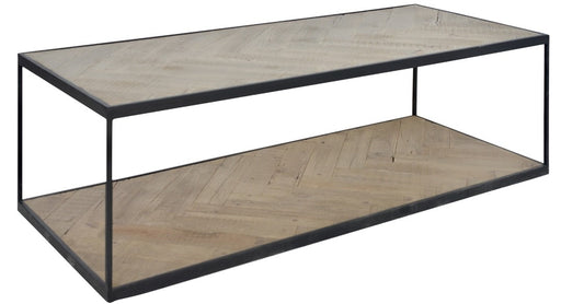 Table basse Versailles en pin recyclé D843, vue officielle 1. Autres meubles et décoration vendus séparément.