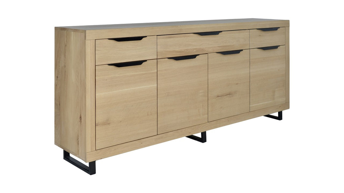 Enfilade Loft en chêne D858C, 200 × 45 × 90 cm, vue fabricant 2. Autres meubles et décoration vendus séparément.