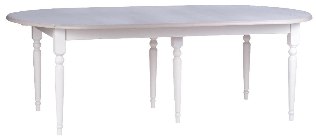 Table ovale à rallonges, 6 pieds D081, 112 × 136 × 78 cm, vue officielle 1. Autres meubles et décoration vendus séparément.