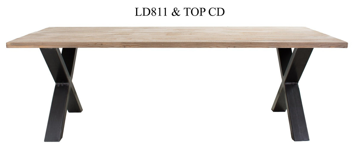 Pieds de table métalliques en X, lot de 2 LD811, format 89 x 74 (section metal 12x6 cm), vue officielle 4. Autres meubles et décoration vendus séparément.