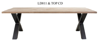 Pieds de table métalliques en X, lot de 2 LD811, format 89 x 74 (section metal 12x6 cm), vue officielle 4. Autres meubles et décoration vendus séparément.