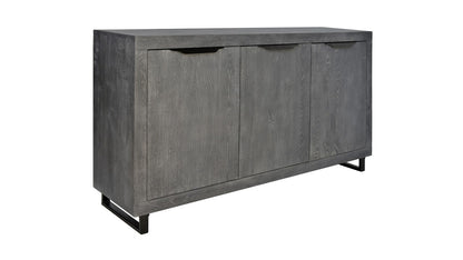 Enfilade Loft en chêne, 3 portes D860C, 168 × 45 × 90 cm, vue fabricant 2. Autres meubles et décoration vendus séparément.
