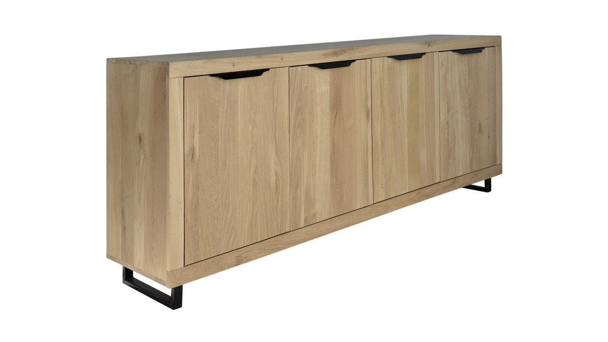 Enfilade Loft en chêne, 4 portes D859C, 220 × 45 × 90 cm, vue fabricant 2. Autres meubles et décoration vendus séparément.