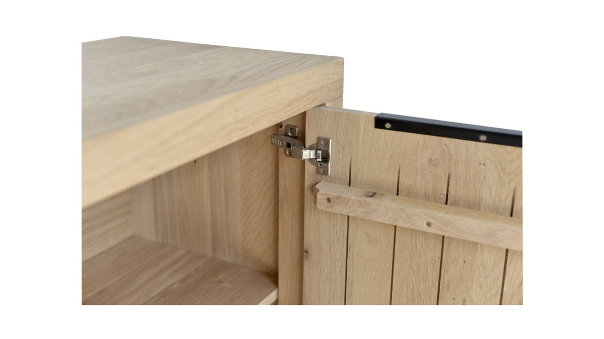 Enfilade Loft en chêne, 4 portes D859C, 220 × 45 × 90 cm, vue fabricant 3. Autres meubles et décoration vendus séparément.