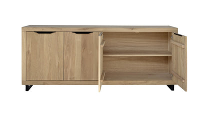 Enfilade Loft en chêne, 4 portes D859C, 220 × 45 × 90 cm, vue fabricant 4. Autres meubles et décoration vendus séparément.