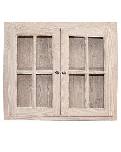 Vue 4 du meuble haut vitré Rosiris C10 en pin, largeur 90 cm.