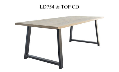 Plateau de table à chant droit CD, format 240 × 100 × 4 cm, vue officielle 5. Autres meubles et décoration vendus séparément.