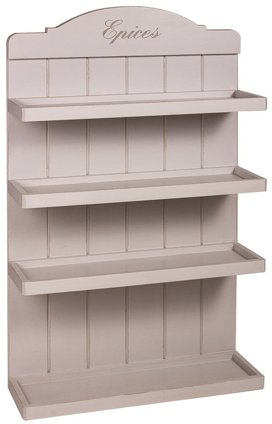Étagère à épices Rosiris D575 en pin, quatre niveaux ouverts, 76 cm de large et 120 cm de haut.