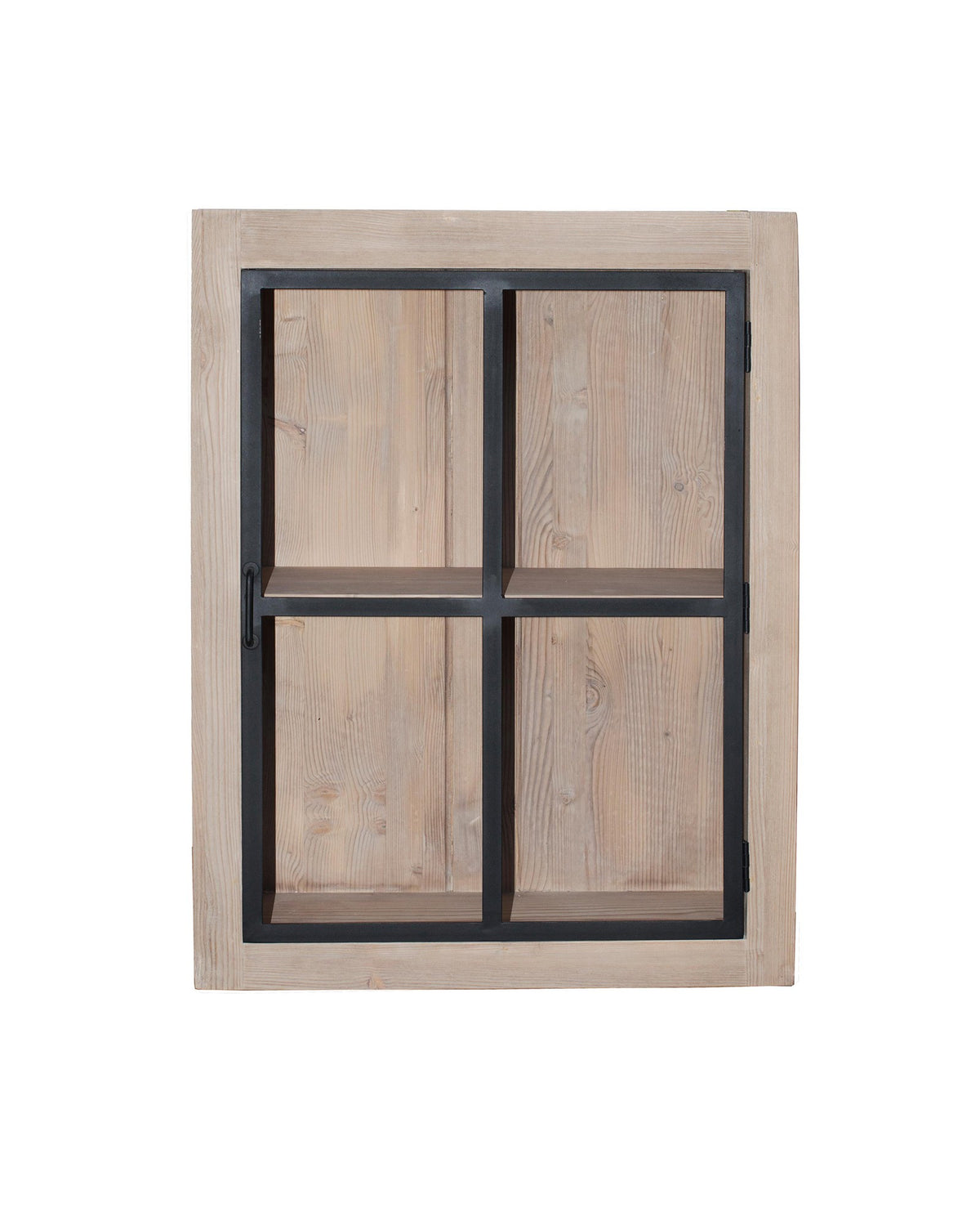 Vue 1 du meuble haut vitré Rosiris CI08 en pin de style industriel, largeur 60 cm.