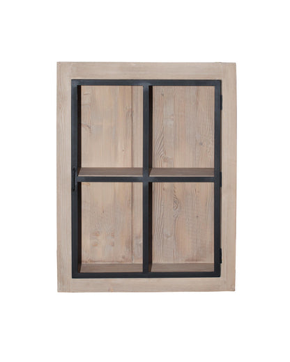 Vue 1 du meuble haut vitré Rosiris CI08 en pin de style industriel, largeur 60 cm.