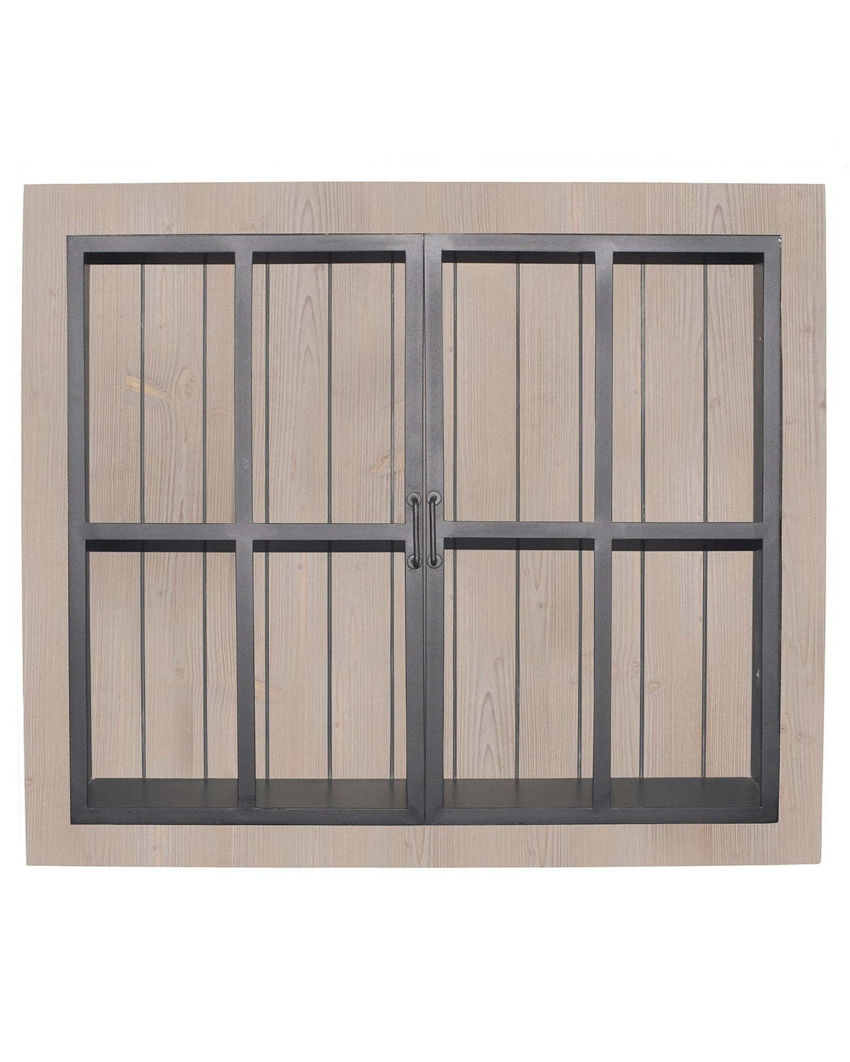 Meuble haut vitré Rosiris CI10 en pin de style industriel, deux portes, 90 cm de large.