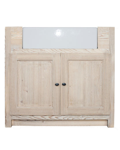 Meuble sous-évier Rosiris C07 en pin à deux portes, 90 cm de large, évier inclus.