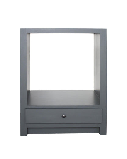 Meuble pour four Rosiris C14 en pin, niche ouverte et un tiroir, 66 cm de large, sans plan de travail.