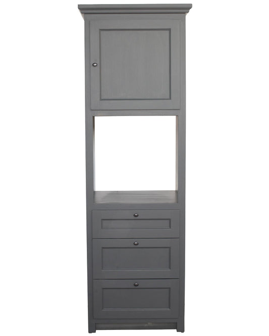 Colonne pour four Rosiris C15 en pin, une porte et trois tiroirs, 66 cm de large et 220 cm de haut.